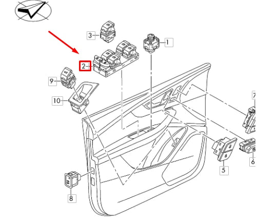 NEW AUDI Q7 4M FRONT DRIVER SIDE DOOR WINDOW SWITCH 4M0959851B5PR ORIGINAL