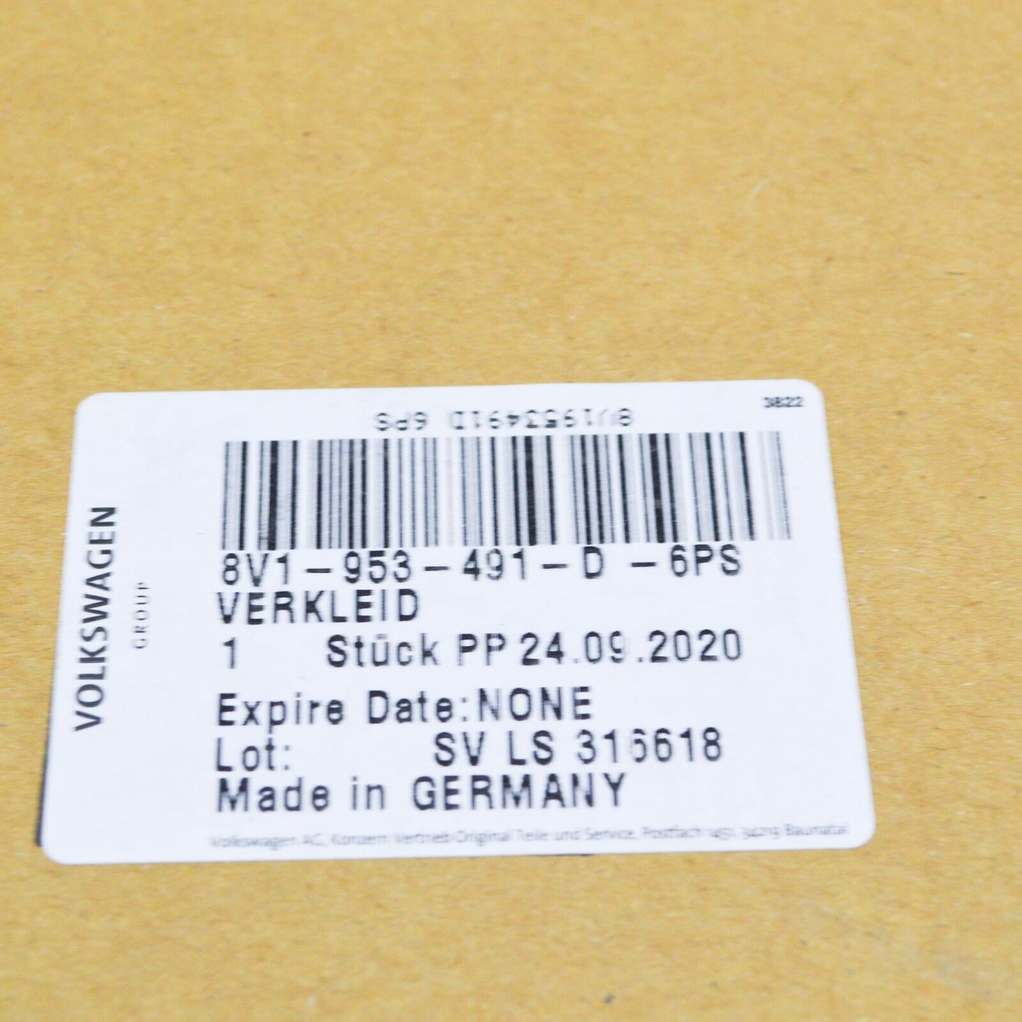 NEW AUDI A3 8V STEERING WHEEL UPPER PART TRIM LHD 8V1953491D6PS ORIGINAL