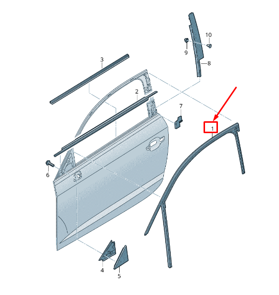 new audi q2 ga front right door window guide 81a837440b original