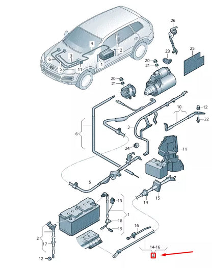 NEW VW TOUAREG 7P MK2 BATTERY AND ALTERNATOR WIRING HARNESS 7P0971599B