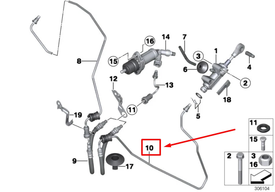 NEW BMW 2 COUPE F22, F87 PRESSURE HOSE W/PIPELINE 21526869276 6869276 ORIGINAL