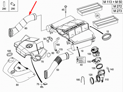 NEW MERCEDES-BENZ CLS C219 RIGHT AIR INTAKE HOSE A2720900082 2008 ORIGINAL