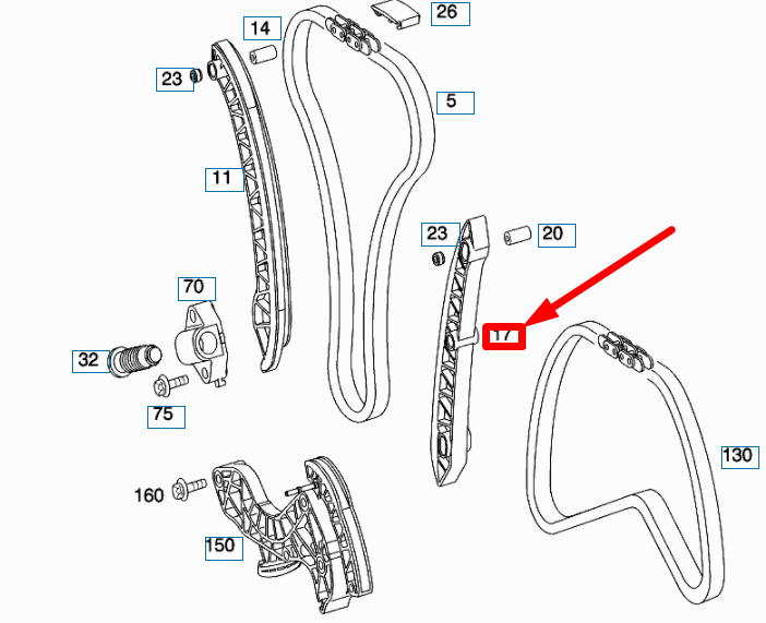 NEW MERCEDES-BENZ SLK R171 LEFT TIMING CHAIN GUIDE RAIL A2710521016 ORIGINAL
