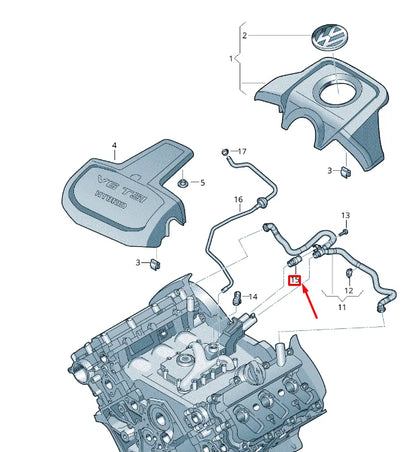 NEW VW TOUAREG 7P MK2 ENGINE BREATHER LINE 06E103213A ORIGINAL