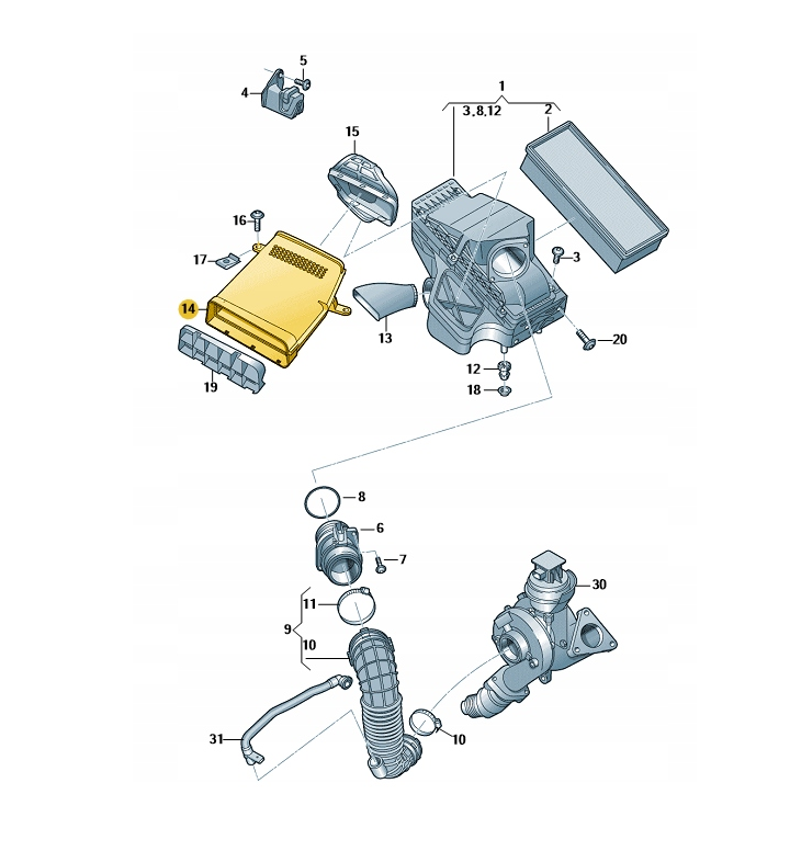 NEW AUDI A4 B8 AIR INTAKE TUBE 8K0129617C ORIGINAL