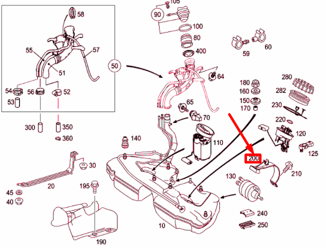 NEW MERCEDES-BENZ C W203 FUEL FILTER BRACKET A2034770041 ORIGINAL