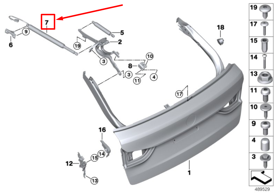 new bmw 5 touring g31 tailgate spindle drive 7390410 51247390410 original