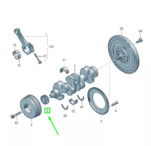 NEW VOLKSWAGEN ARTEON 3H7 CRANKSHAFT CHAIN SPROCKET 06K105209D