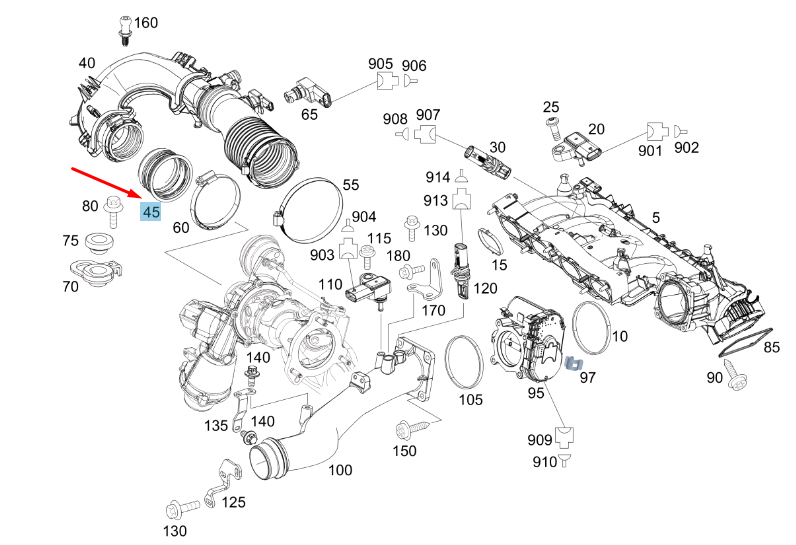 NEW MERCEDES-BENZ A W176 INTAKE MANIFOLD COMPENSATION RING A2700940151 ORIGINAL