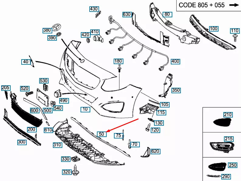 NEW MERCEDES-BENZ B W246 FRONT BUMPER BOTTOM MOLDING A2468852221 ORIGINAL