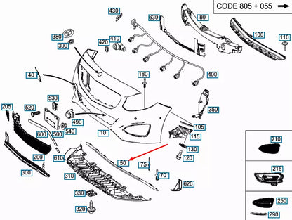 NEW MERCEDES-BENZ B W246 FRONT BUMPER BOTTOM MOLDING A2468852221 ORIGINAL