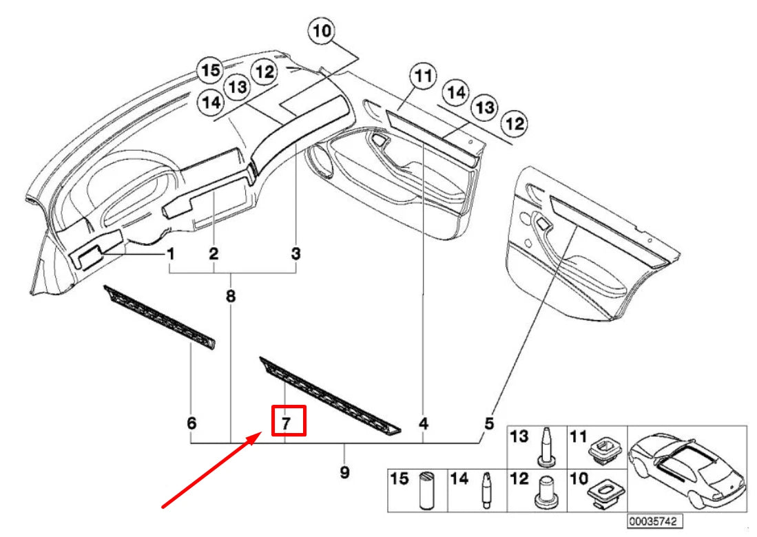 NEW BMW 3 E46 REAR LEFT DOOR TRIM 7047165 51457047165 ORIGINAL