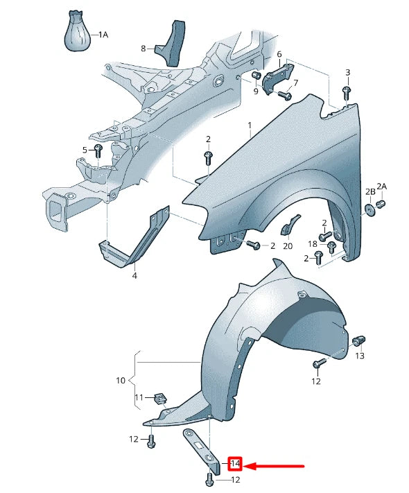 NEW VOLKSWAGEN CADDY 2K MK3 FRONT WHEEL HOUSING LINER SPOILER 1T0807547A