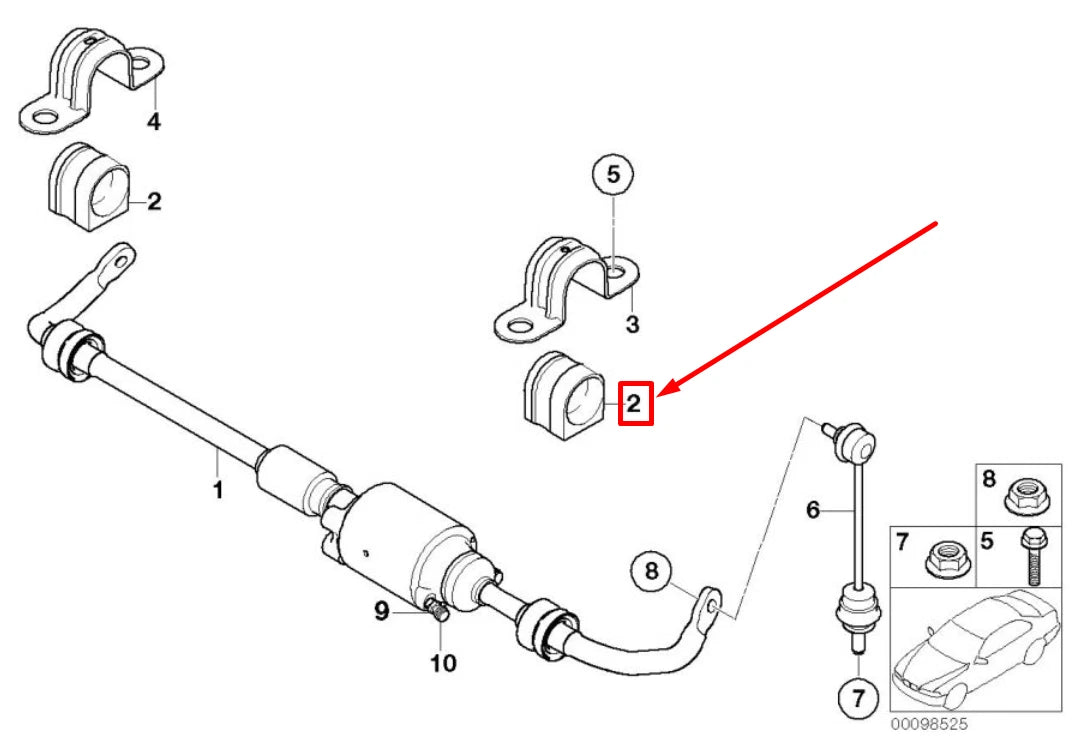 NEW BMW 7 E65,E66,E67 REAR STABILIZER RUBBER MOUNTING 33556753915 6753915