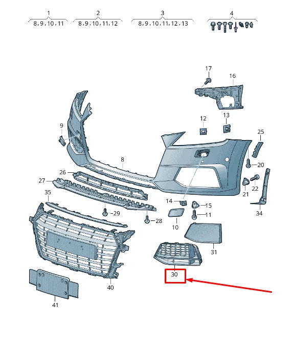 NEW AUDI TT FV FRONT LEFT AIR GUIDE GRILLE 8S0807681G 9B9 8S0807681G9B9 ORIGINAL