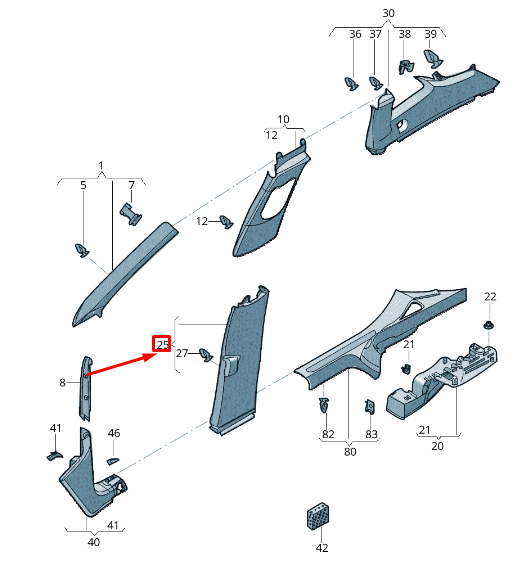new volkswagen tiguan ad1 right lower b-pillar trim 5na867292brm5 original