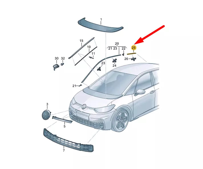 NEW VOLKSWAGEN ID.3 E11 REAR LEFT SIDE ROOF MOLDING 10A853703ATO8 ORIGINAL