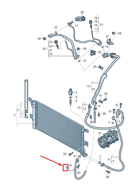 new audi a5 sportback f5 a/c refrigerant line 8w0816741an original