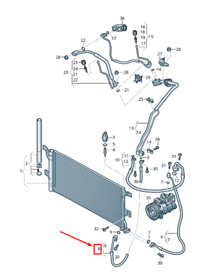 new audi a5 sportback f5 a/c refrigerant line 8w0816741an original
