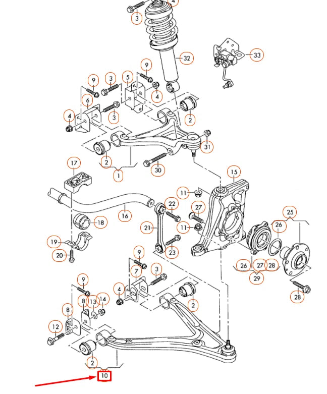 NEW AUDI R8 42 FRONT RIGHT LOWER CONTROL ARM 420407152K ORIGINAL