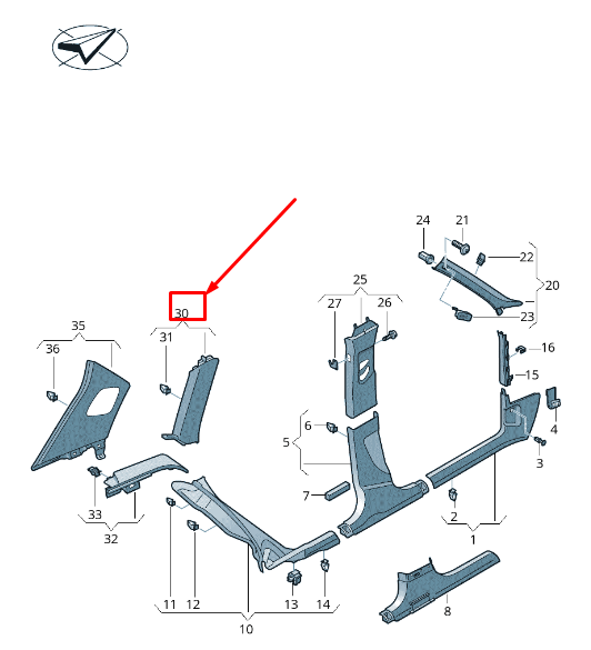 new audi rsq3 8u right upper c-pillar trim 8u0867288bep5 original