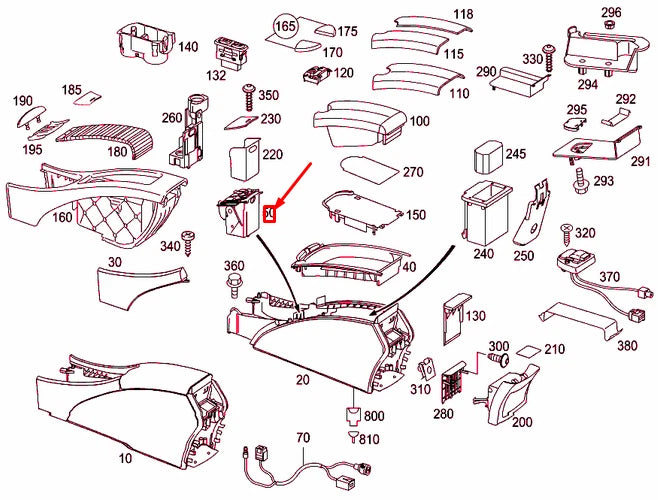 NEW MERCEDES-BENZ E W211 CENTRE CONSOLE STORAGE COMPARTMENT A2116800350 ORIGINAL