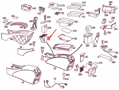 NEW MERCEDES-BENZ E W211 CENTRE CONSOLE STORAGE COMPARTMENT A2116800350 ORIGINAL
