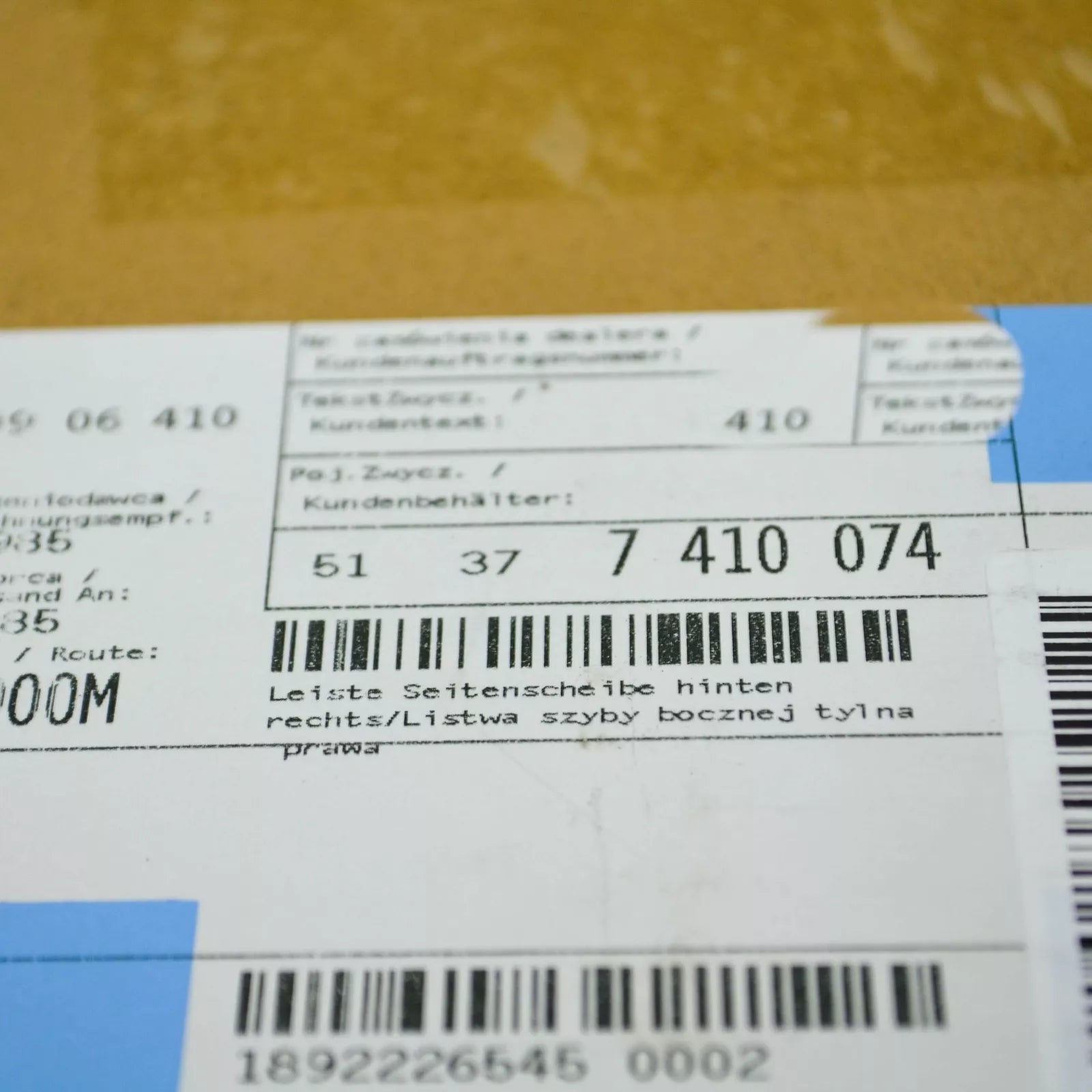 NEW BMW X3 G01 M F97 REAR RIGHT SIDE WINDOW FINISHER TRIM 51377410074 ORIGINAL