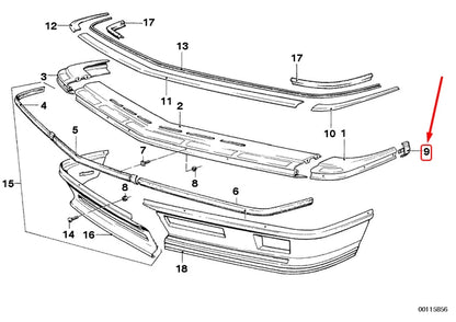 NEW BMW 6 E24 FRONT BUMPER LEFT END PIECE 51111866410 ORIGINAL