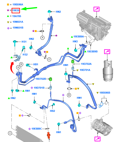 new ford mondeo mk5 ac hose pipe dg9h-19n651-ac 2439147 original