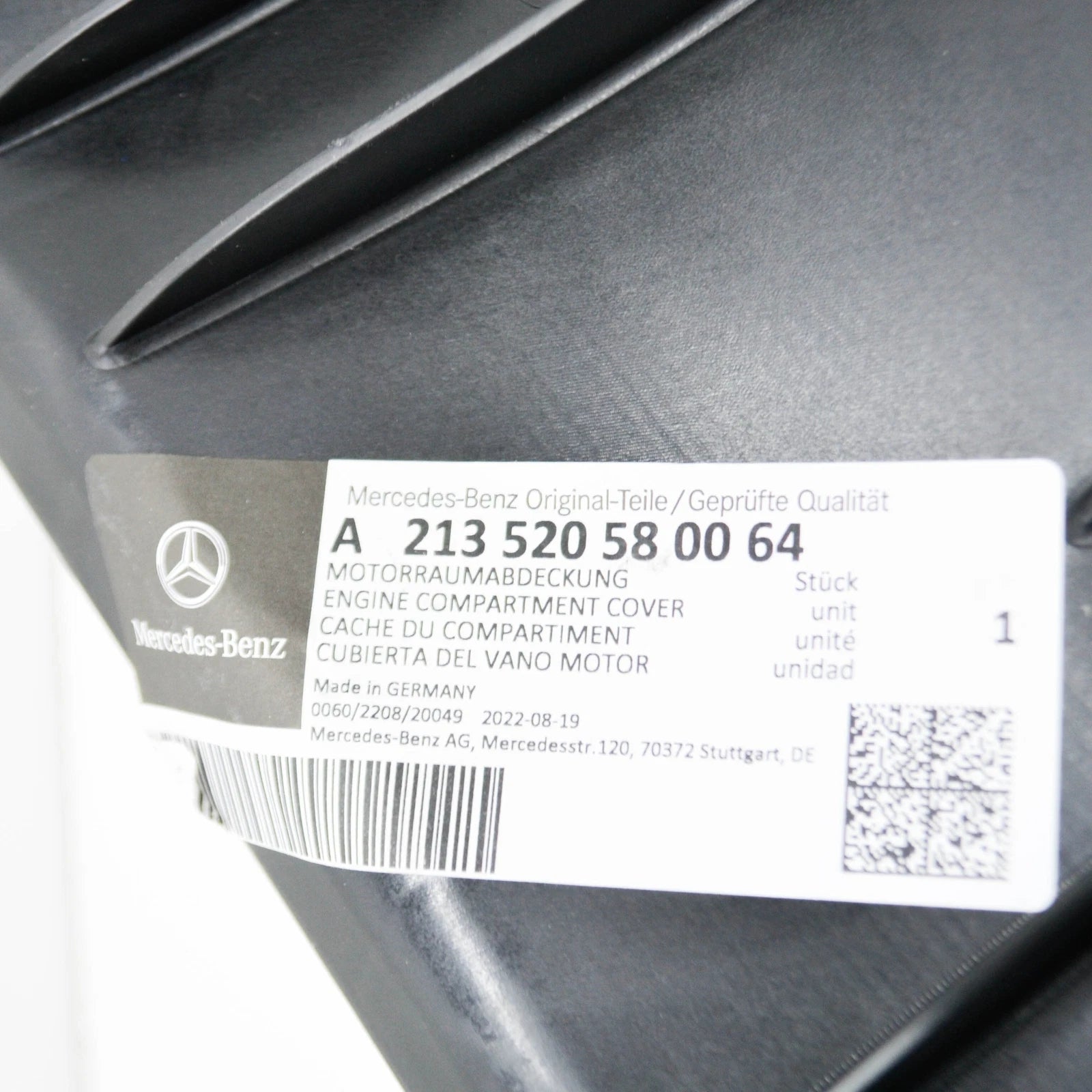 NEW MB E W213 FRONT RIGHT ENGINE COMPARTMENT UNDERCOVER A213520580064 ORIGINAL