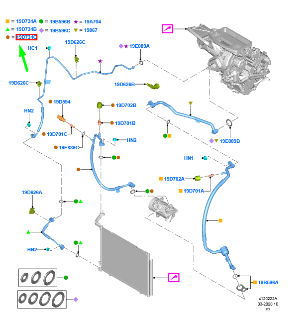 new ford puma mk2 a/c system tube assy 2422602 l1bh-19972-ab original