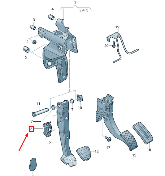 new volkswagen tiguan ad1 brake pedal support 2qb721165 original