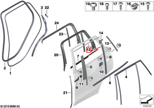 new bmw x7 g07 rear left top door window frame finisher 51357439365 original