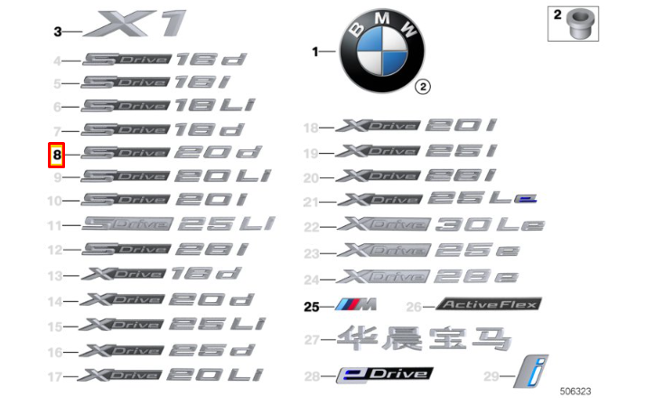 new bmw x1 f48 rear tailgate bootlid badge 51147406665 7406665 original