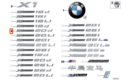 new bmw x1 f48 rear tailgate bootlid badge 51147406665 7406665 original