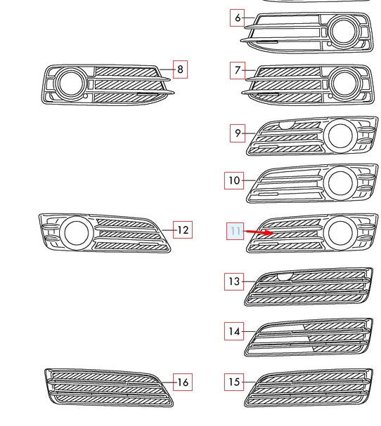 NEW AUDI A3 8PA FRONT LEFT LIGHT FOG GRILLE 8P0807681F9B9 2013 ORIGINAL