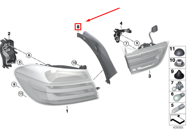 new bmw 4 coupe f32 rear left tail light drip rail 51497453341 7453341 original