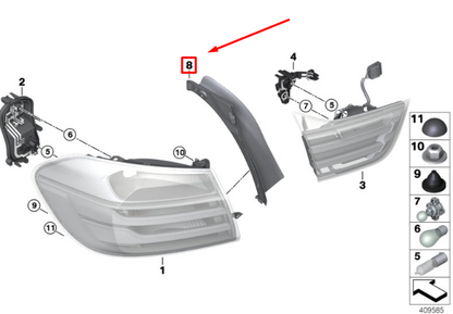 new bmw 4 coupe f32 rear left tail light drip rail 51497453341 7453341 original