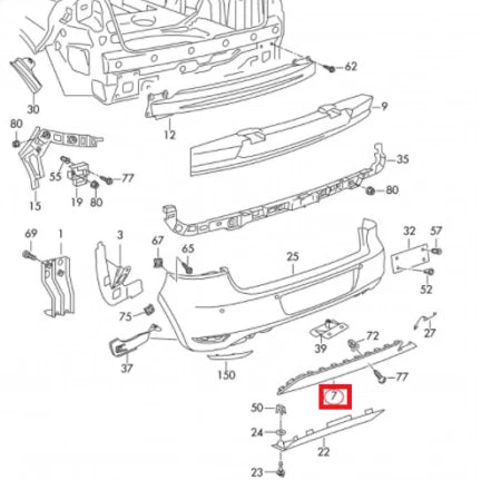 NEW VW GOLF VI AJ5 REAR BUMPER DIFFUSER 5K6807521H9B9 ORIGINAL