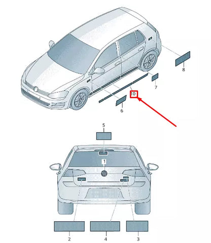 NEW VOLKSWAGEN GOLF 5G MK7 RIGHT SIDE FILM LETTERING STRIP 5G3853316B041