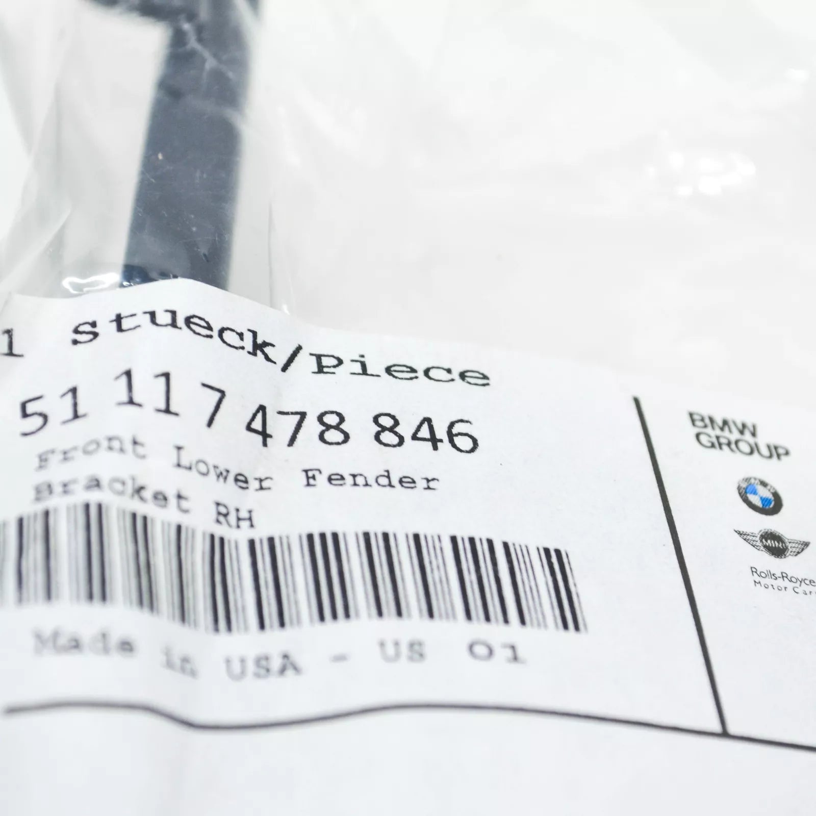 NEW BMW X6 G06 FRONT RIGHT BUMPER COVER LOWER GUIDE 51117478846 ORIGINAL