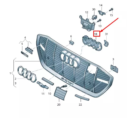 NEW AUDI E-TRON GEN RADIATOR GRILLE EMBLEM BRACKET 4KE853037A9B9