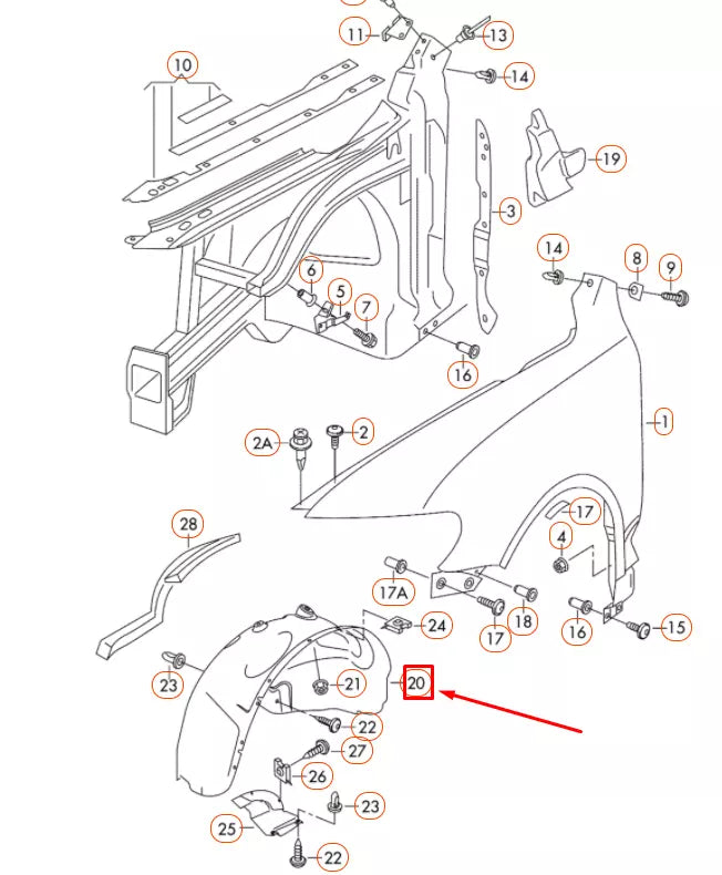 NEW VOLKSWAGEN TOUAREG 7L FRONT RIGHT WHEEL HOUSING LINER 7L6809962M ORIGINAL
