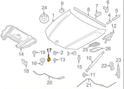 new bmw 1 e87 bonnet hood catch bracket 51237008756 7008756 original