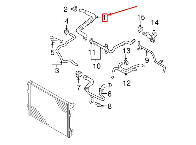 NEW AUDI A3 SPORTBACK 8P ENGINE UPPER COOLANT OVERFLOW HOSE 1K0122447GR ORIGINAL