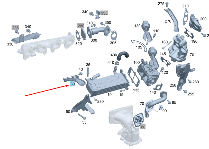 NEW MB C W204 HEAT EXCHANGER TO CYLINDER HEAD SUPPORT A6510900727 ORIGINAL