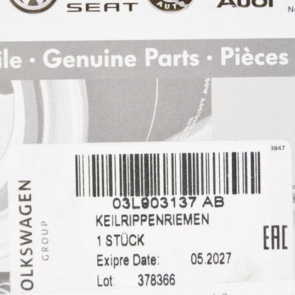 NEW VOLKSWAGEN CRAFTER MK1 2E POLY V-BELT 03L903137AB 2012