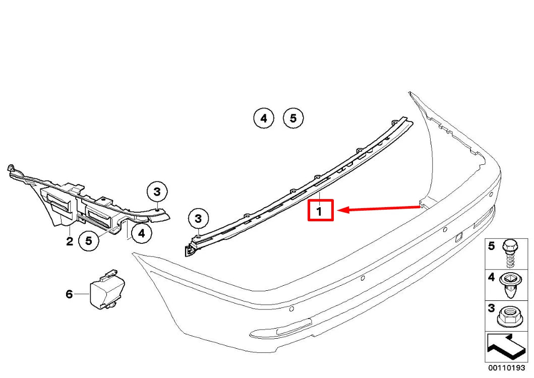 NEW BMW 3 E46 REAR BUMPER MOUNTING GUIDE BAR 51127065477 7065477 ORIGINAL