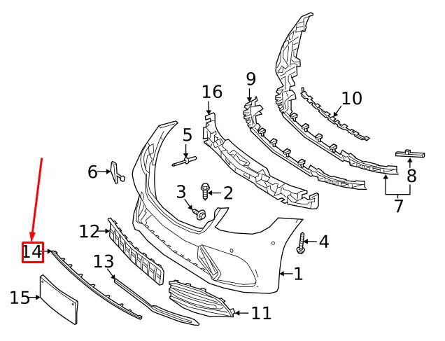 NEW MERCEDES-BENZ S W222 FRONT BUMPER LOWER TRIM STRIP A2228851600